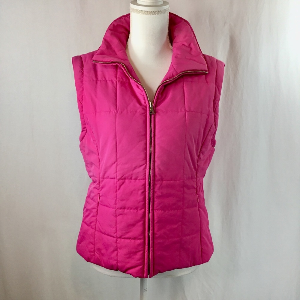 Pink Puffer Type Vest, Small, Full Zipper, Pockets